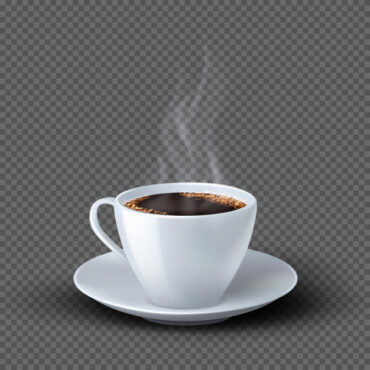وکتور فنجان قهوه به همراه بخار واقع بینانه