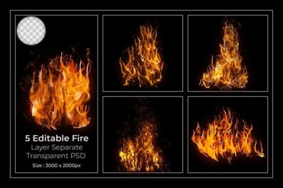 مجموعه 5 شعله زرد آتش لایه باز