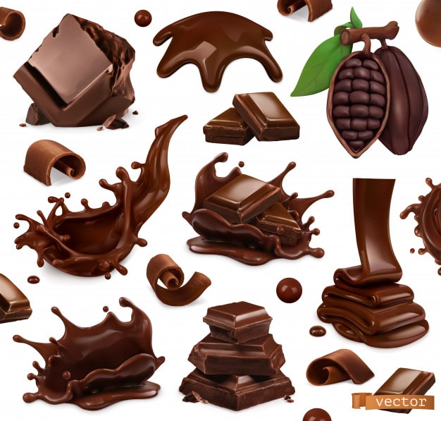 وکتور کارامل شکلات کاکائو سه بعدی