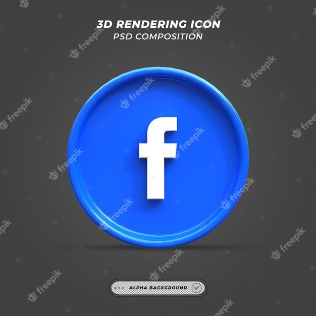 لوگوی براق سه بعدی فیس بوک لایه باز