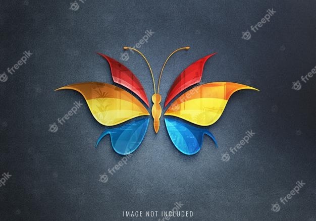 موکاپ پروانه سه رنگ لایه باز