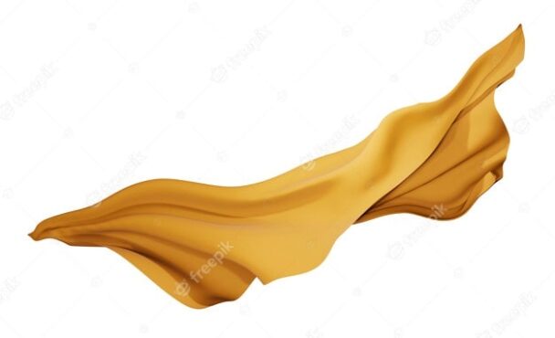 پارچه طلایی رها شده در باد سه بعدی لایه باز