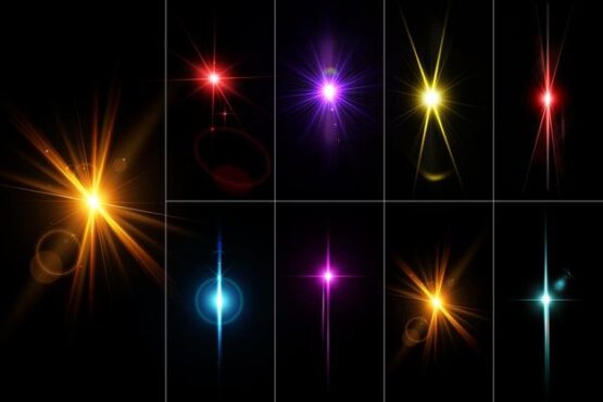 مجموعه ستاره و کهکشان های درخشان رنگی لایه باز