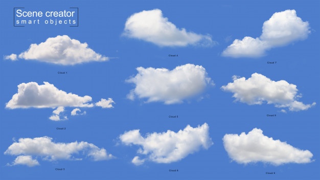 مجموعه ابر های سفید در آسمان لایه باز