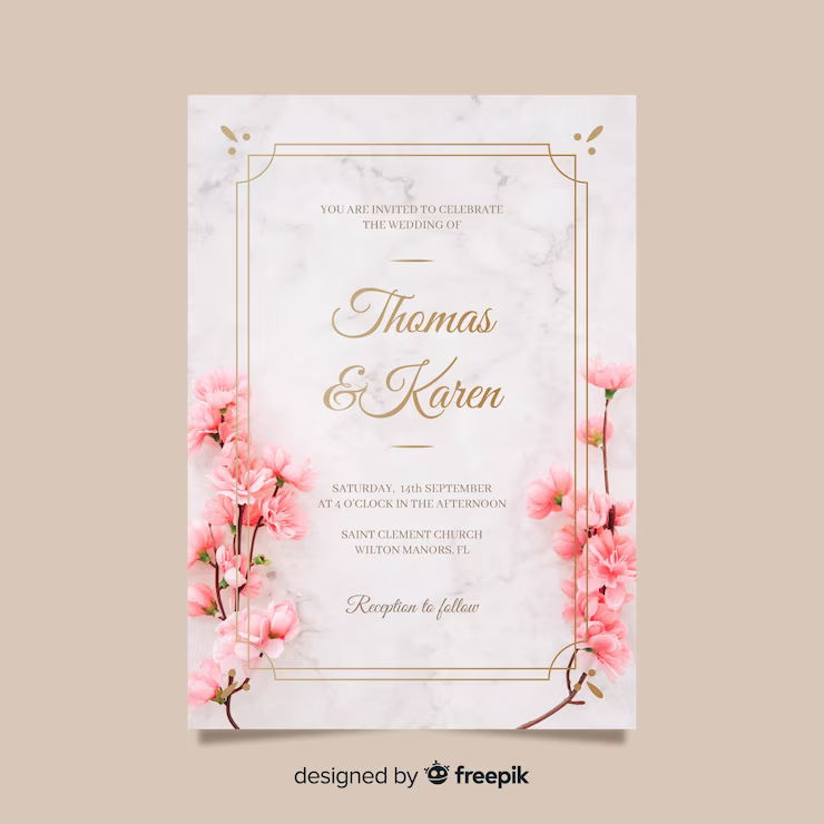 کارت دعوت عروسی گل شکوفه بهاری وکتور